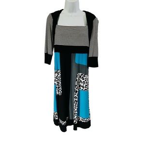 JOSEPH RIBKOFF Dress Vintage Striped Stretch Leopard Print Women’s Size 10